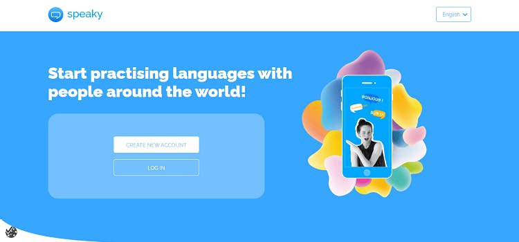 Website of the English learning app Speaky