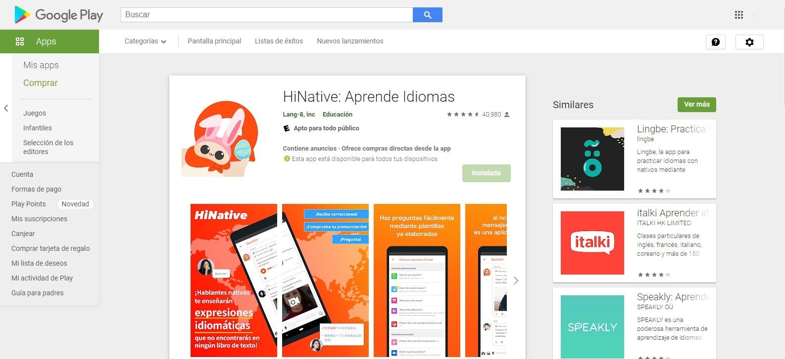 HiNative para aprender inglés