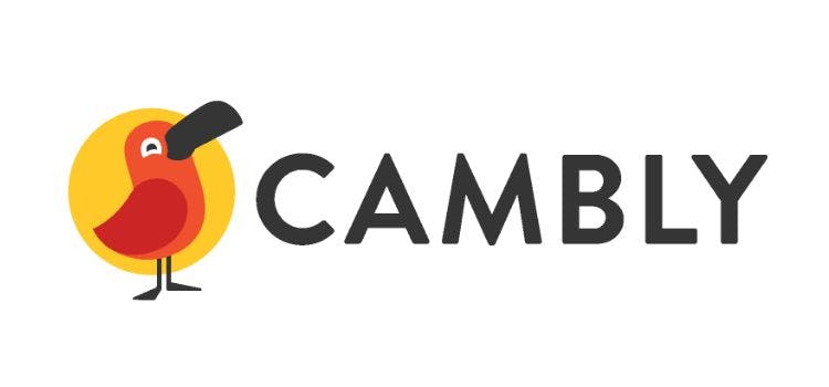 Logo de cambly con su nombre y un Pajaro de mascota