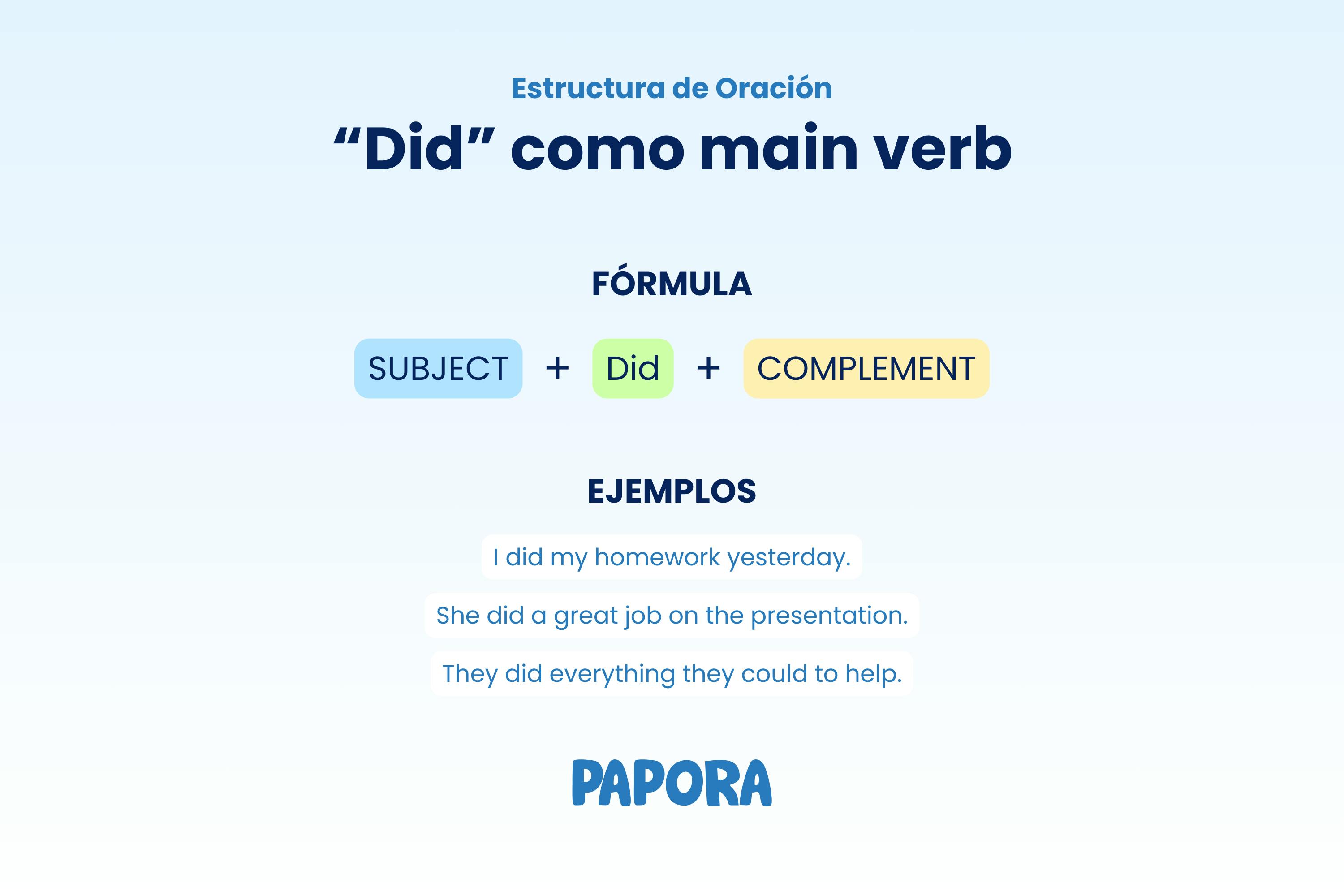 practicar did en inglés como verbo principal