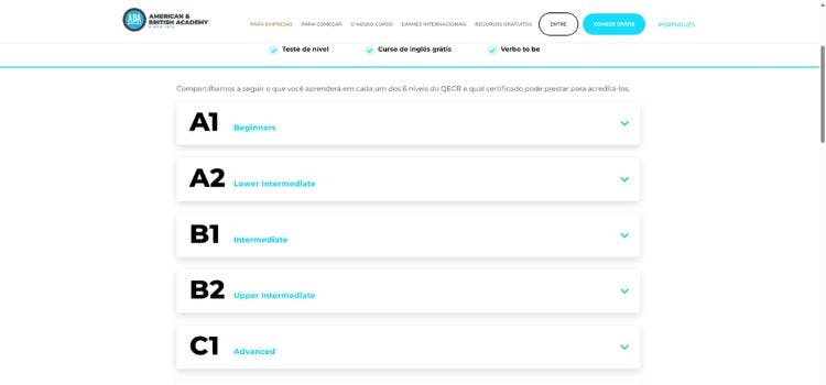 nível ABA English