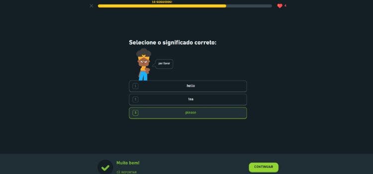 Atividades interativas Duolingo