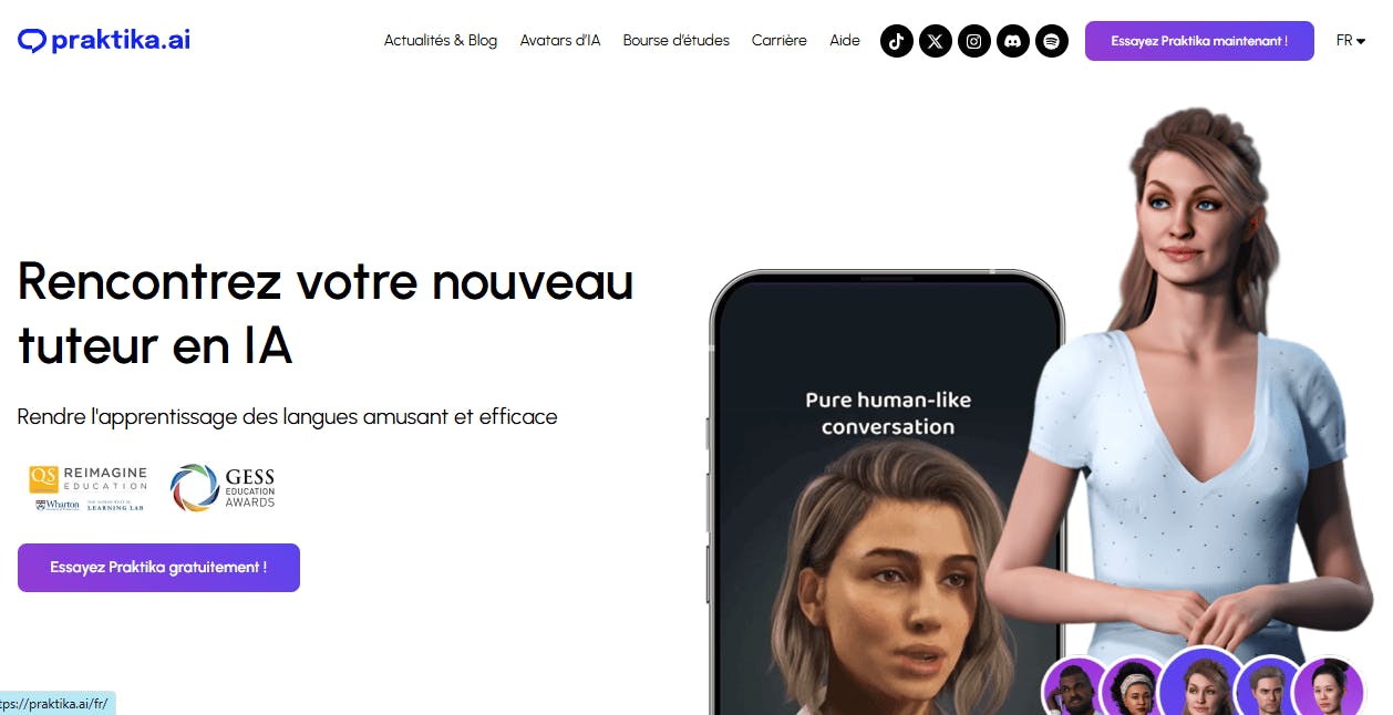 Praktika page d'acceuil