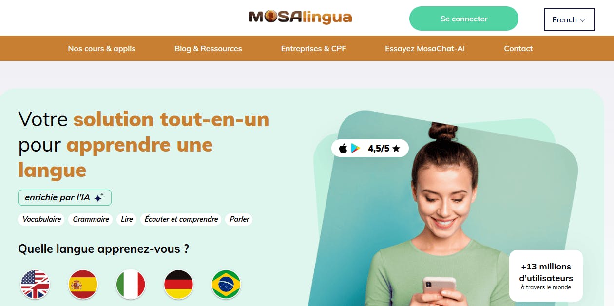 MosaLingua plateforme linguistique