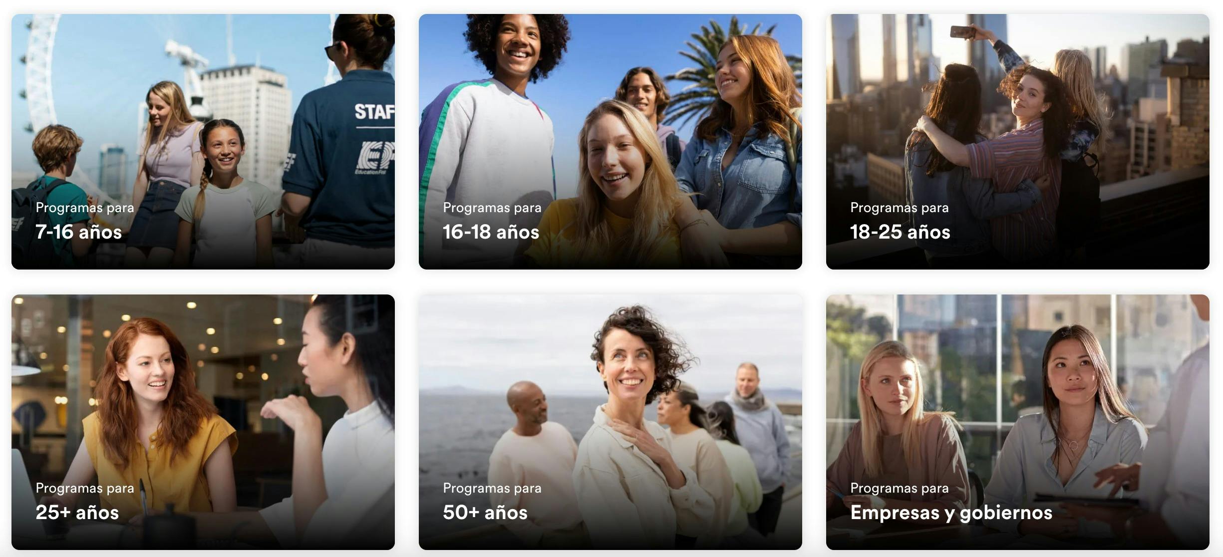 WEb cards Education First Argentina