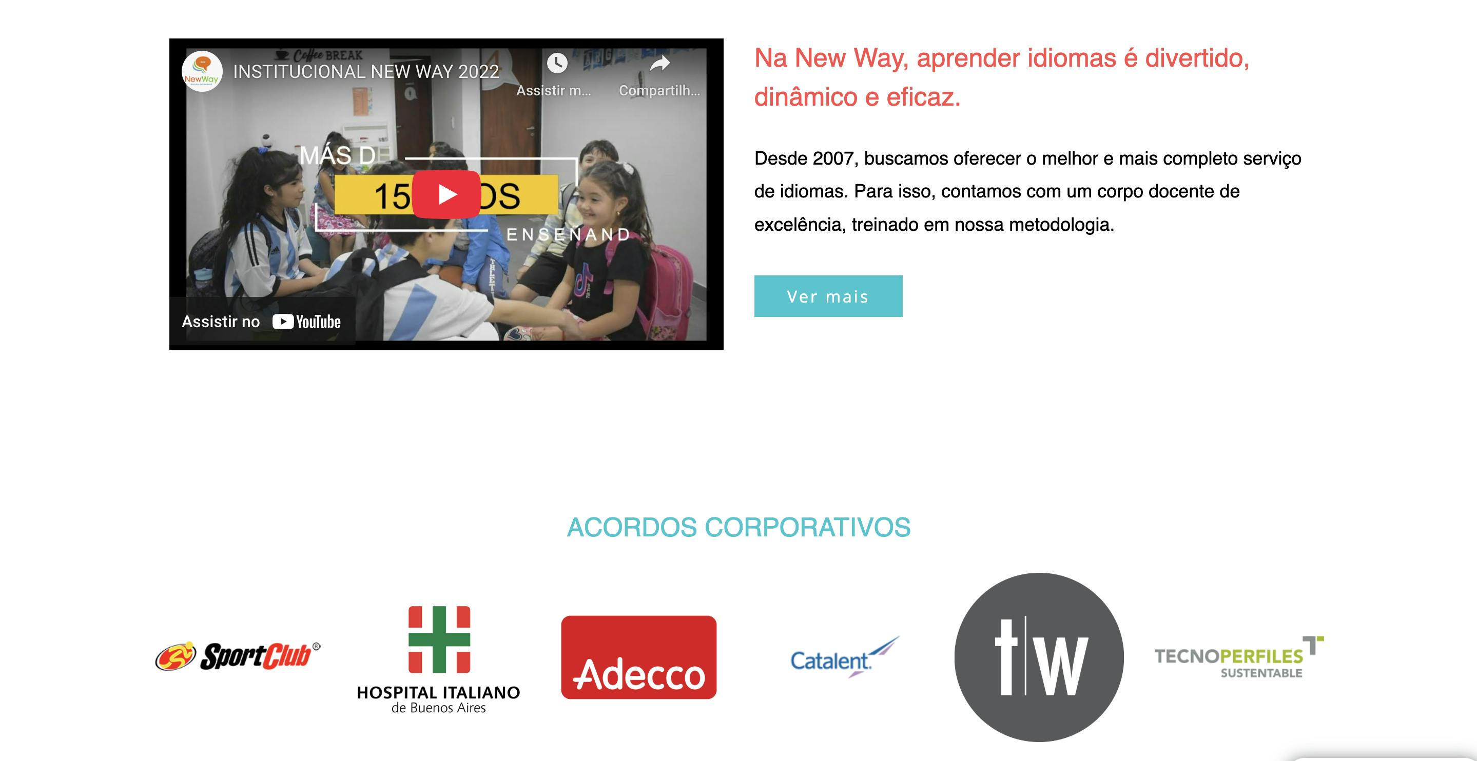 New Way currículos sólidos e várias opções de cursos.