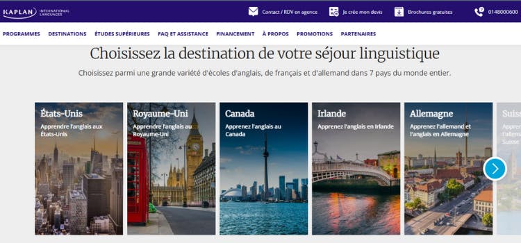 Page web de Kaplan | Cours au Royaume-Uni