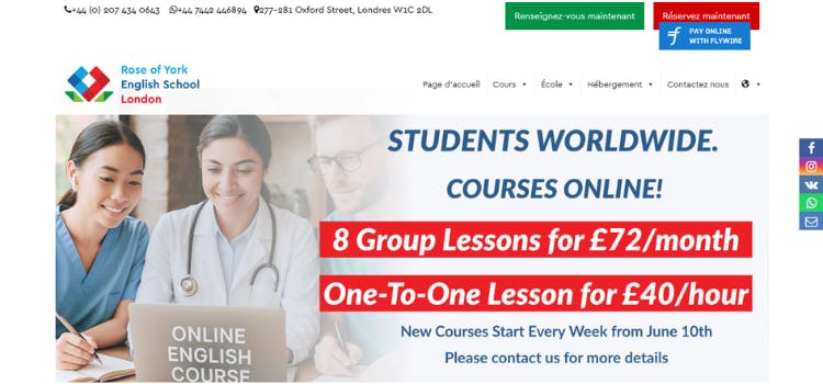 Cours d’anglais au Royaume-Uni | Page web de Rose of York Language School
