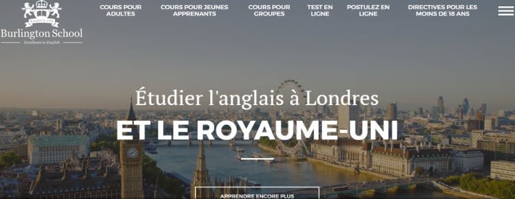 Page web de The Burlington School of English