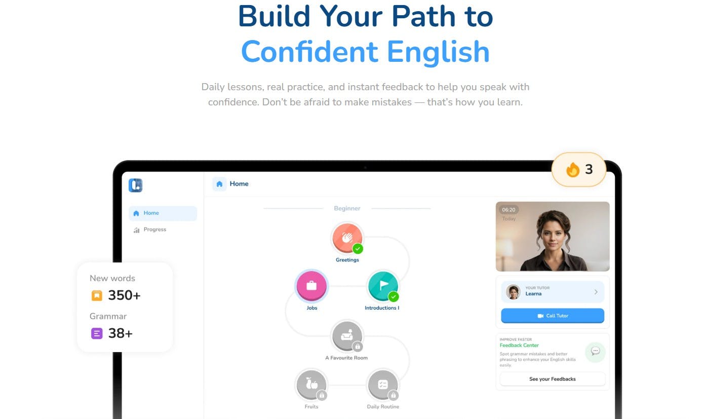 Screen that simulates LEarna AI platform