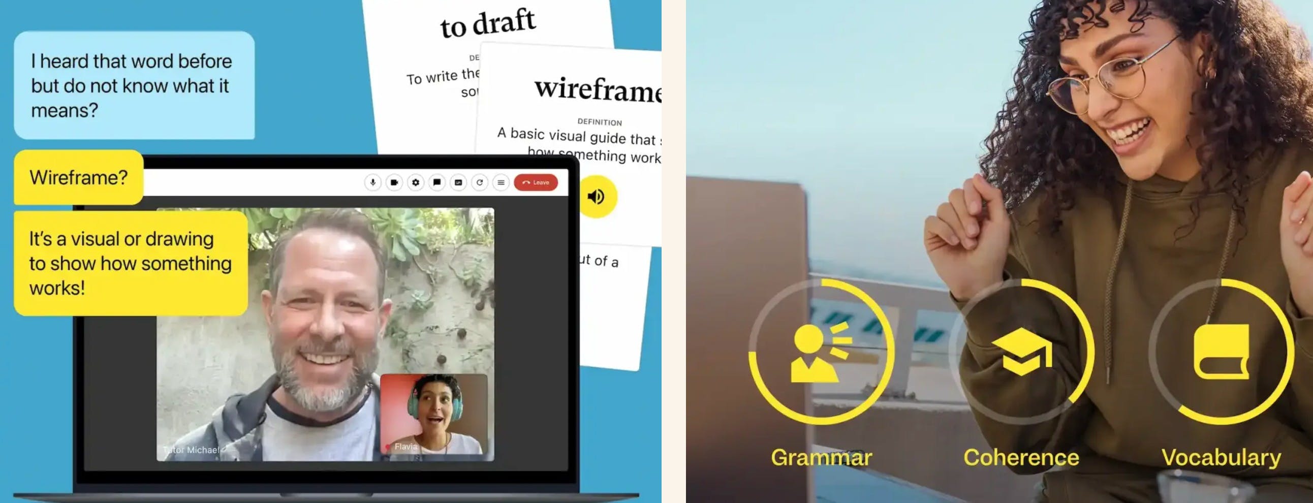 Interfaz de Cambly online con vectores