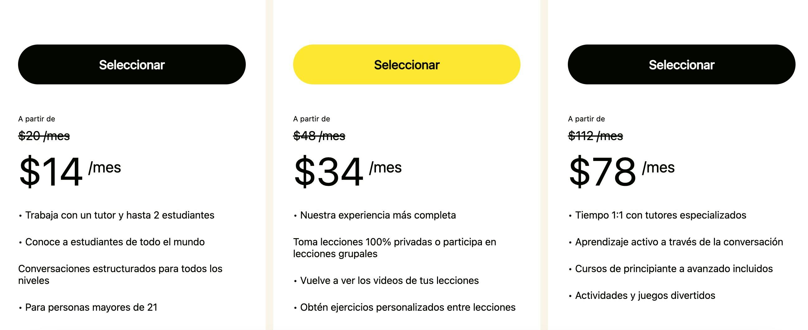 Precios de cambly web