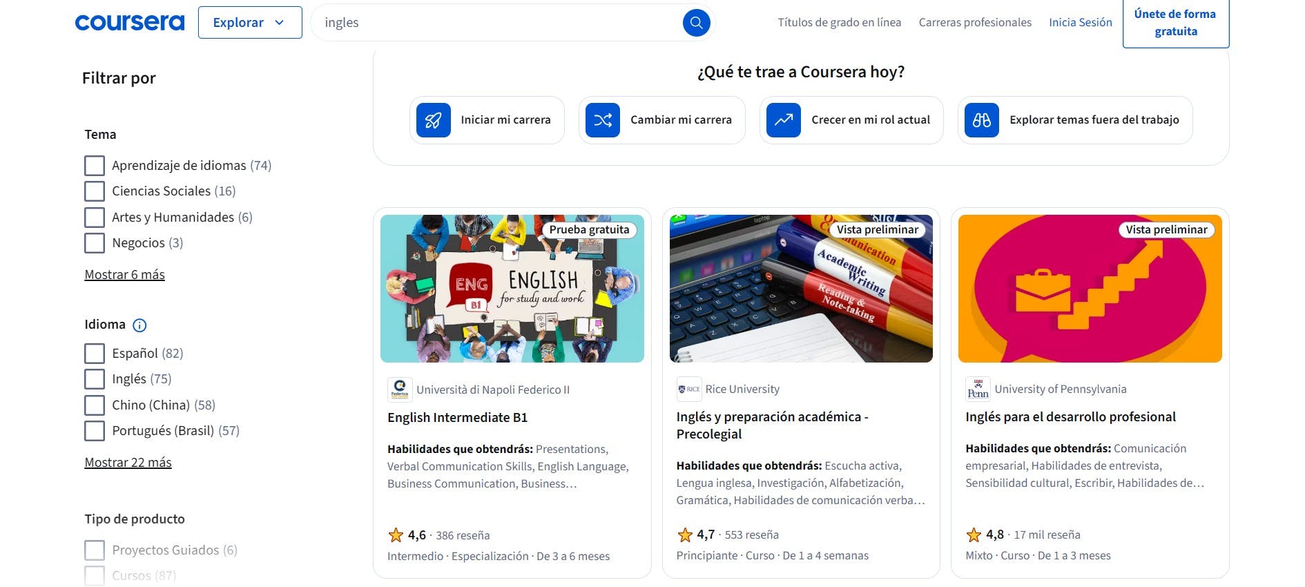 Cursos inglés coursera