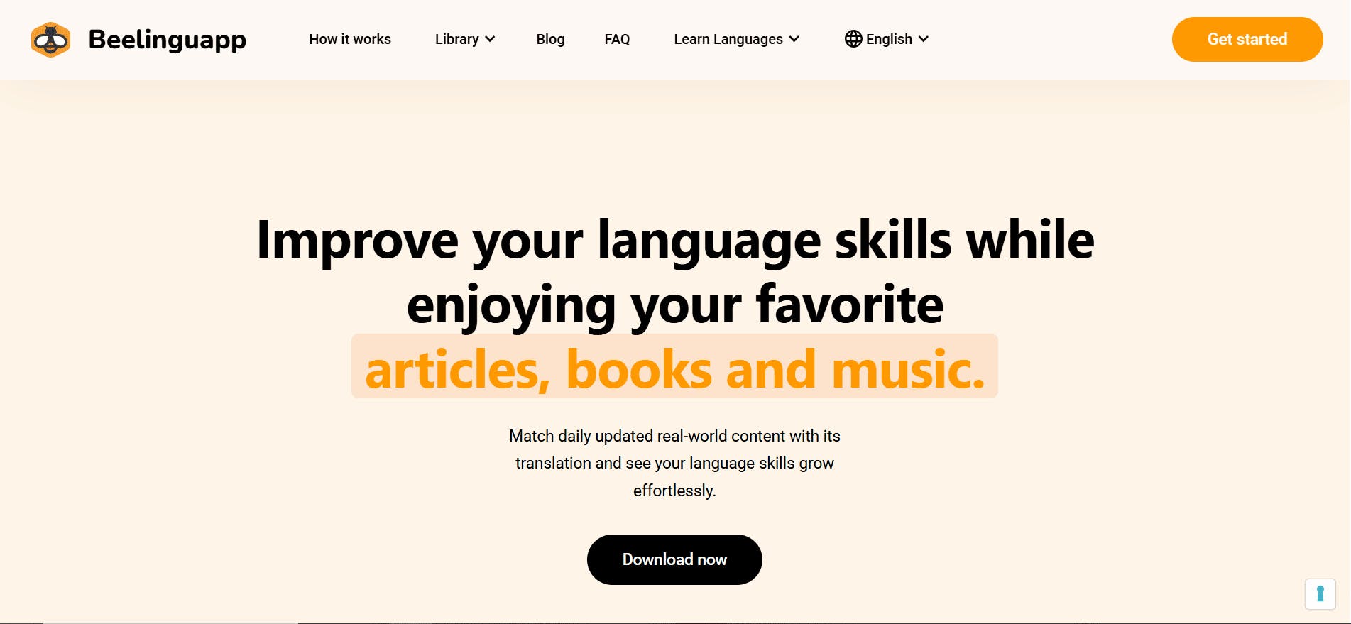 Beelinguapp landing page