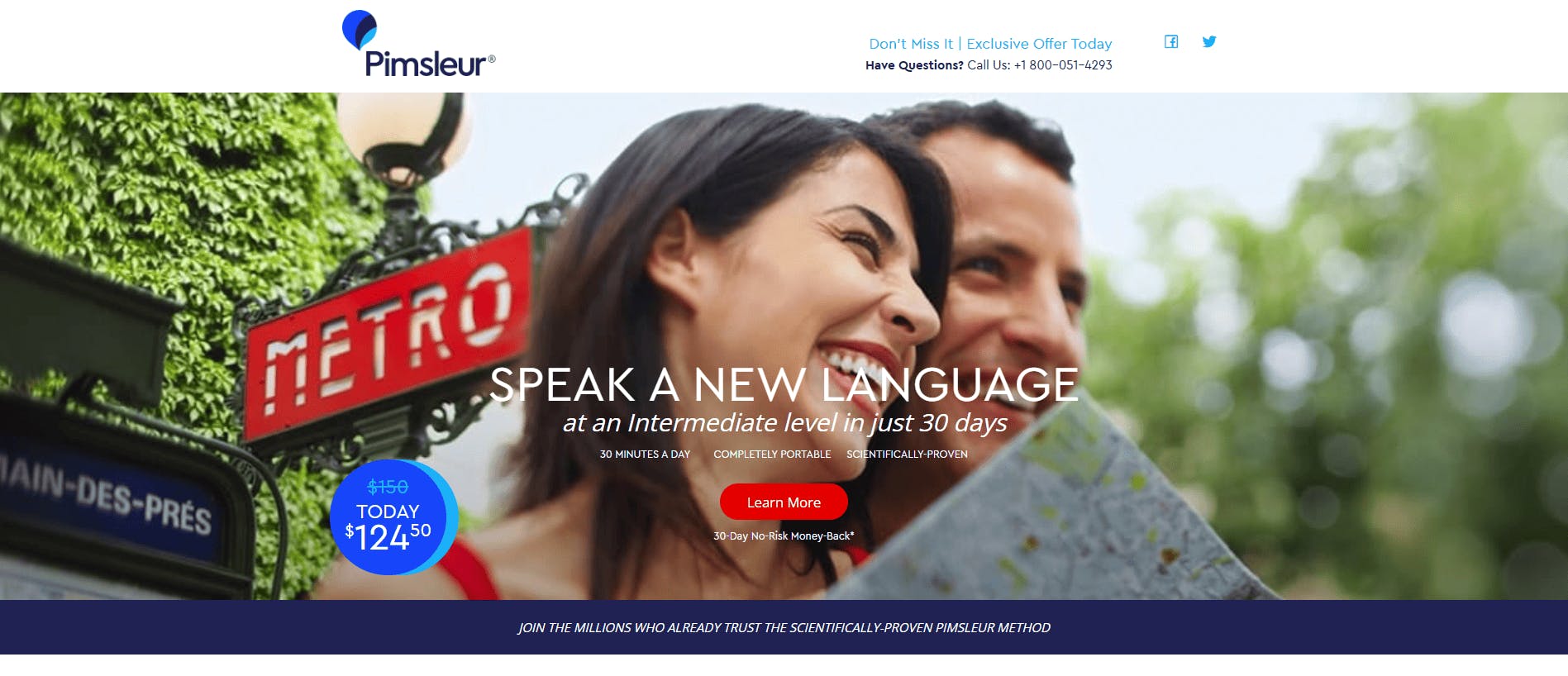 Pimsleur landing page