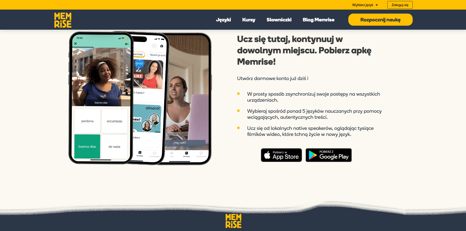 Memrise - strona gł&oacute;wna