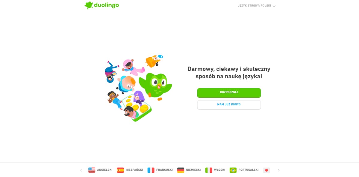 Duolingo - strona główna
