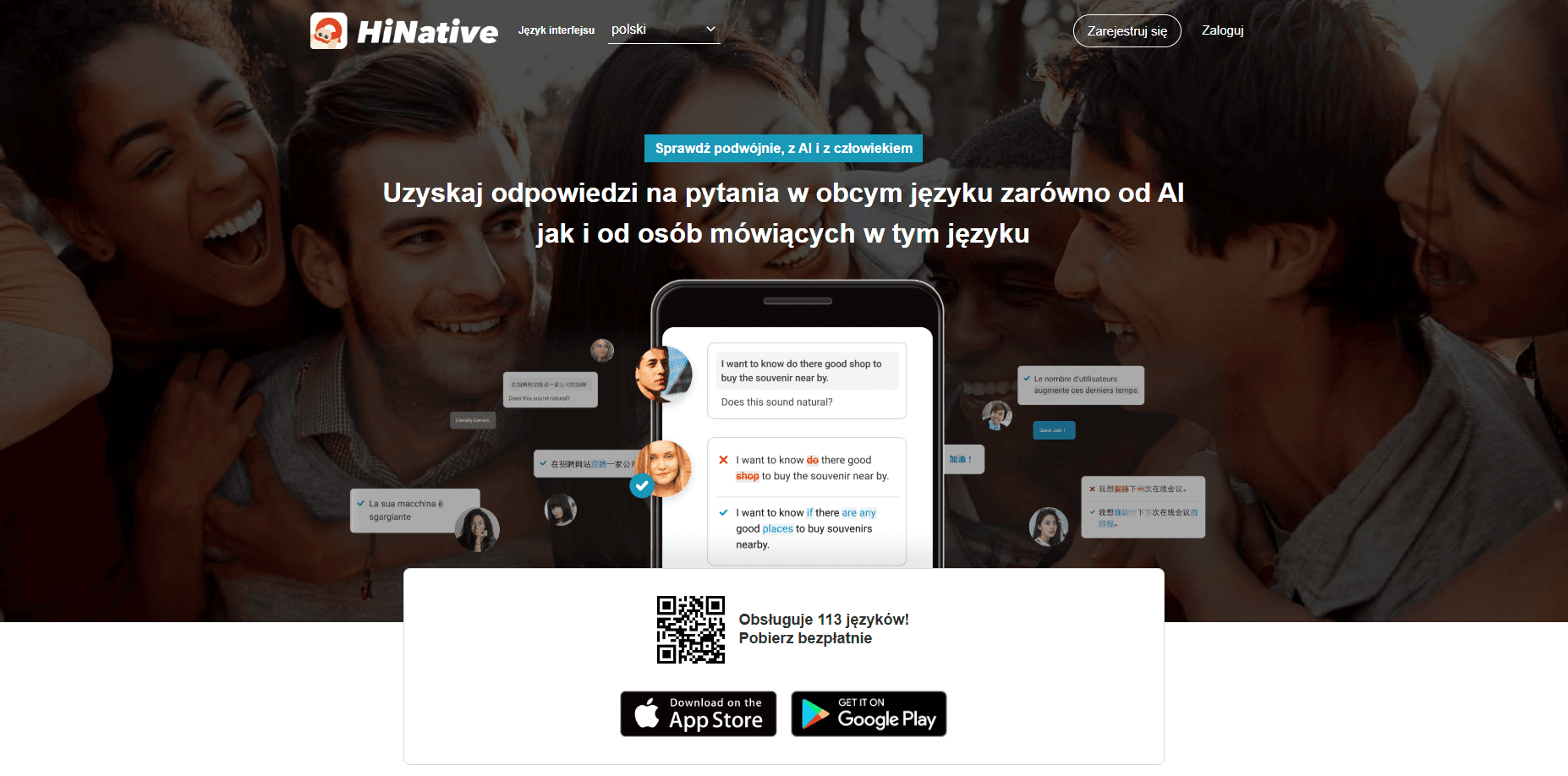 HiNative - strona do nauki angielskiego