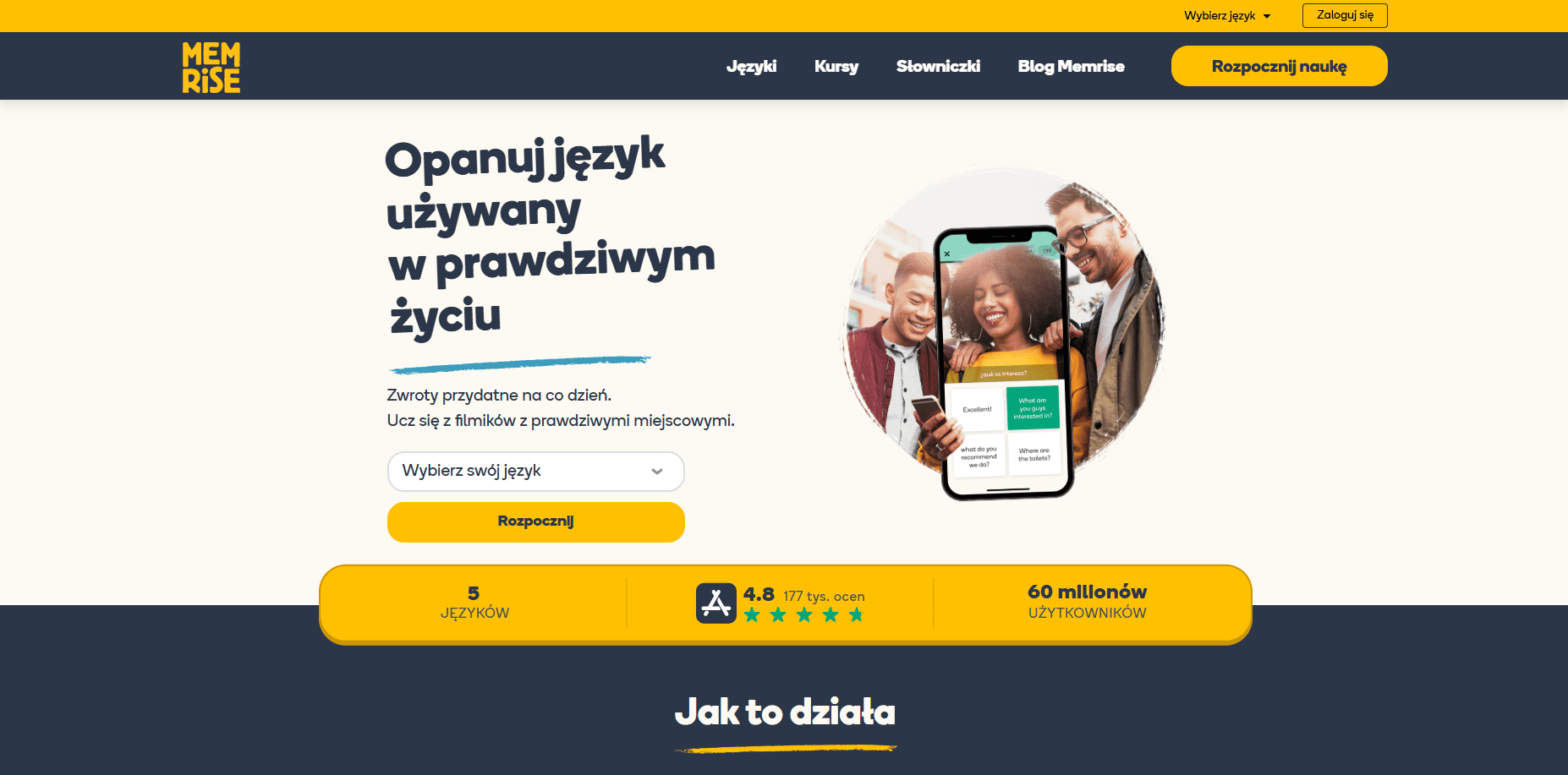Memrise - strona gł&oacute;wna