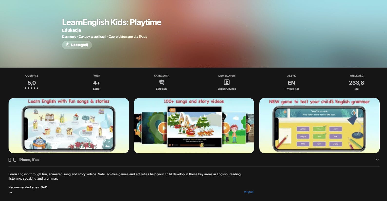 LearnEnglish Kids Playtime - aplikacja