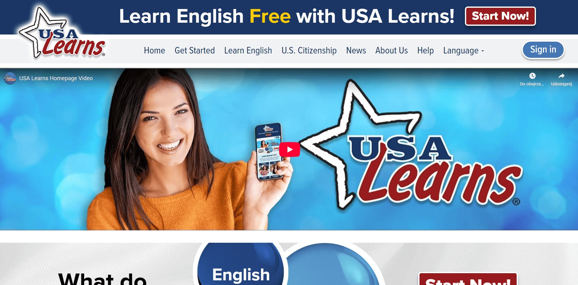 USA Learns - strona gł&oacute;wna