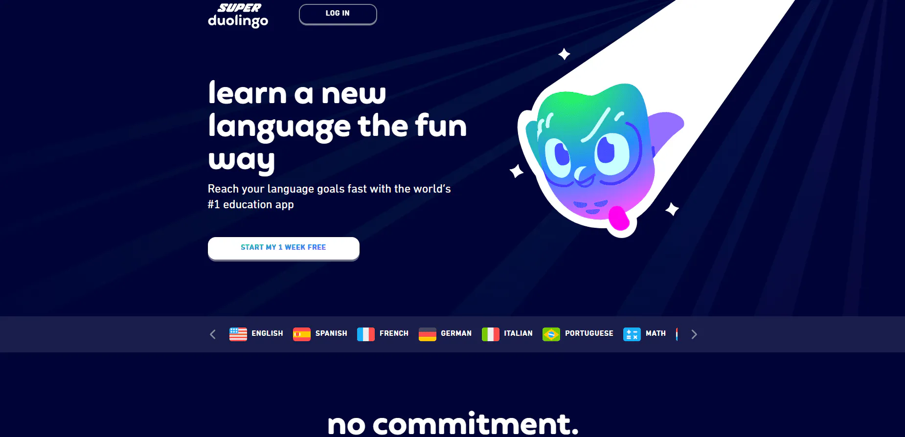 Super Duolingo - main page