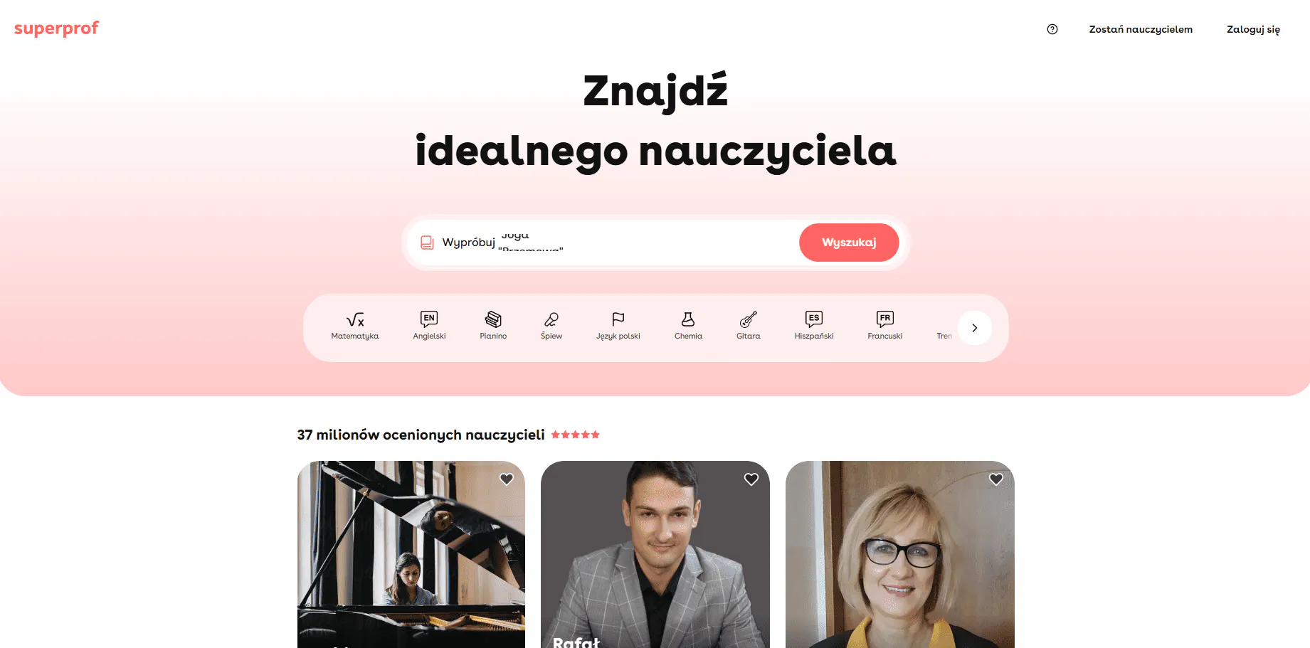 Superprof - strona gł&oacute;wna