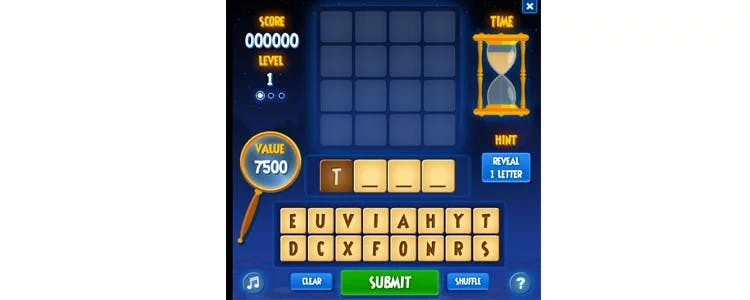 Jogo online Wordspector para aprender inglês