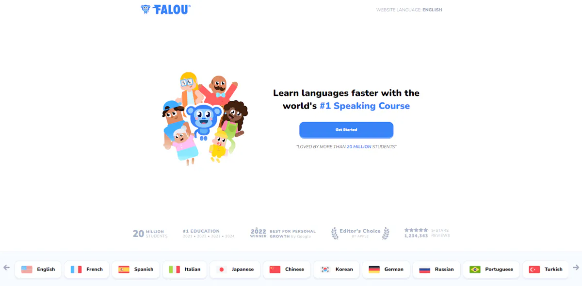 Falou app main page