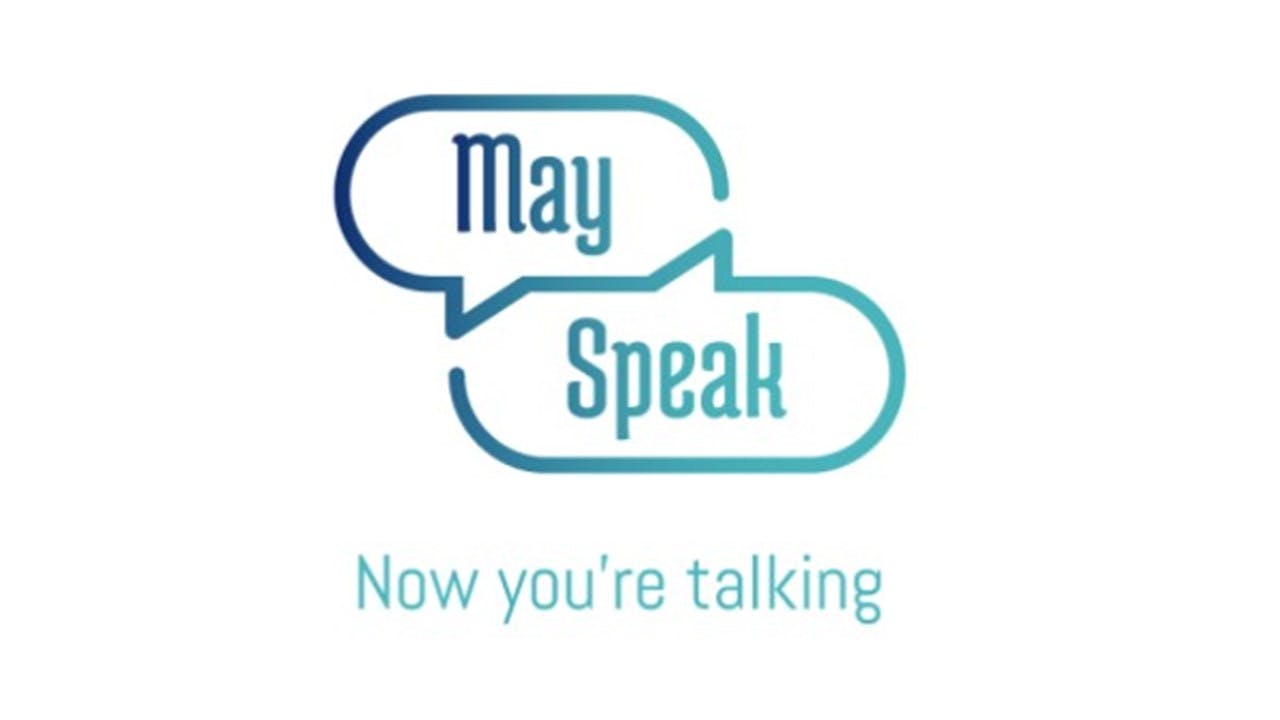Logo de May Speak | eslogan "Now you're talking"