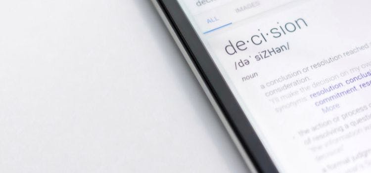 Foto con la palabra decision