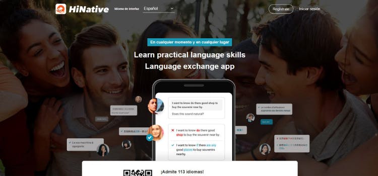 Page d'accueil de HiNative