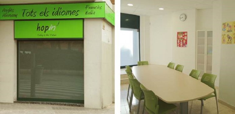 Hopin, sal&oacute;n de clases y fachada | Sabadell