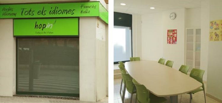 Hopin, salón de clases y fachada | Sabadell