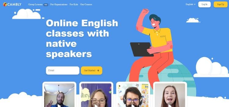 Página web de inicio de Cambly