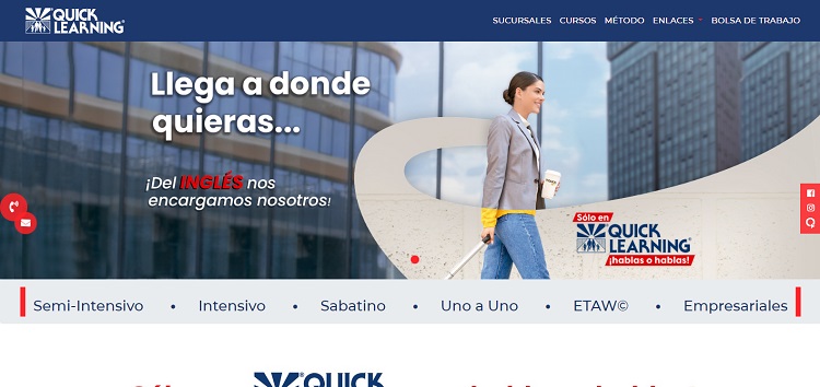 P&aacute;gina web de quick learning con la descripci&oacute;n de sus cursos.