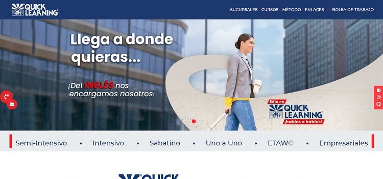 Página web de quick learning con la descripción de sus cursos.