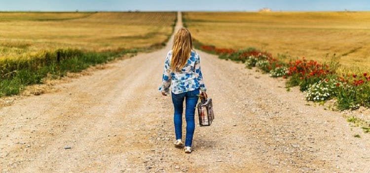 siutcase, girl, leaving.