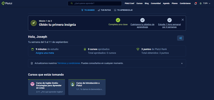 P&aacute;gina web de Platzi