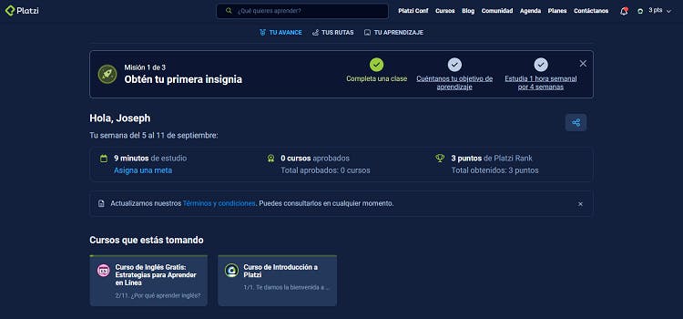 Página web de Platzi