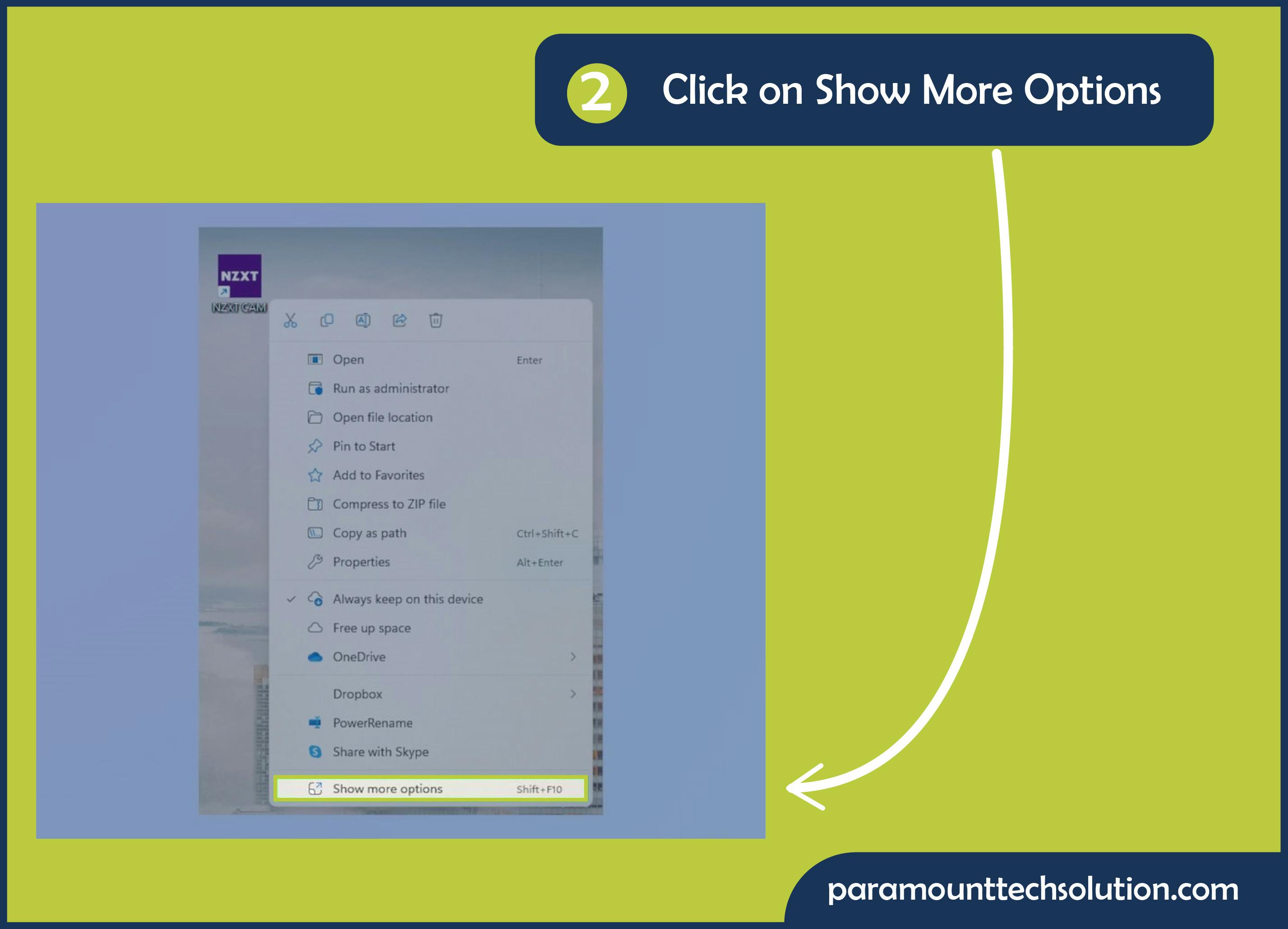 Top on the Show more options