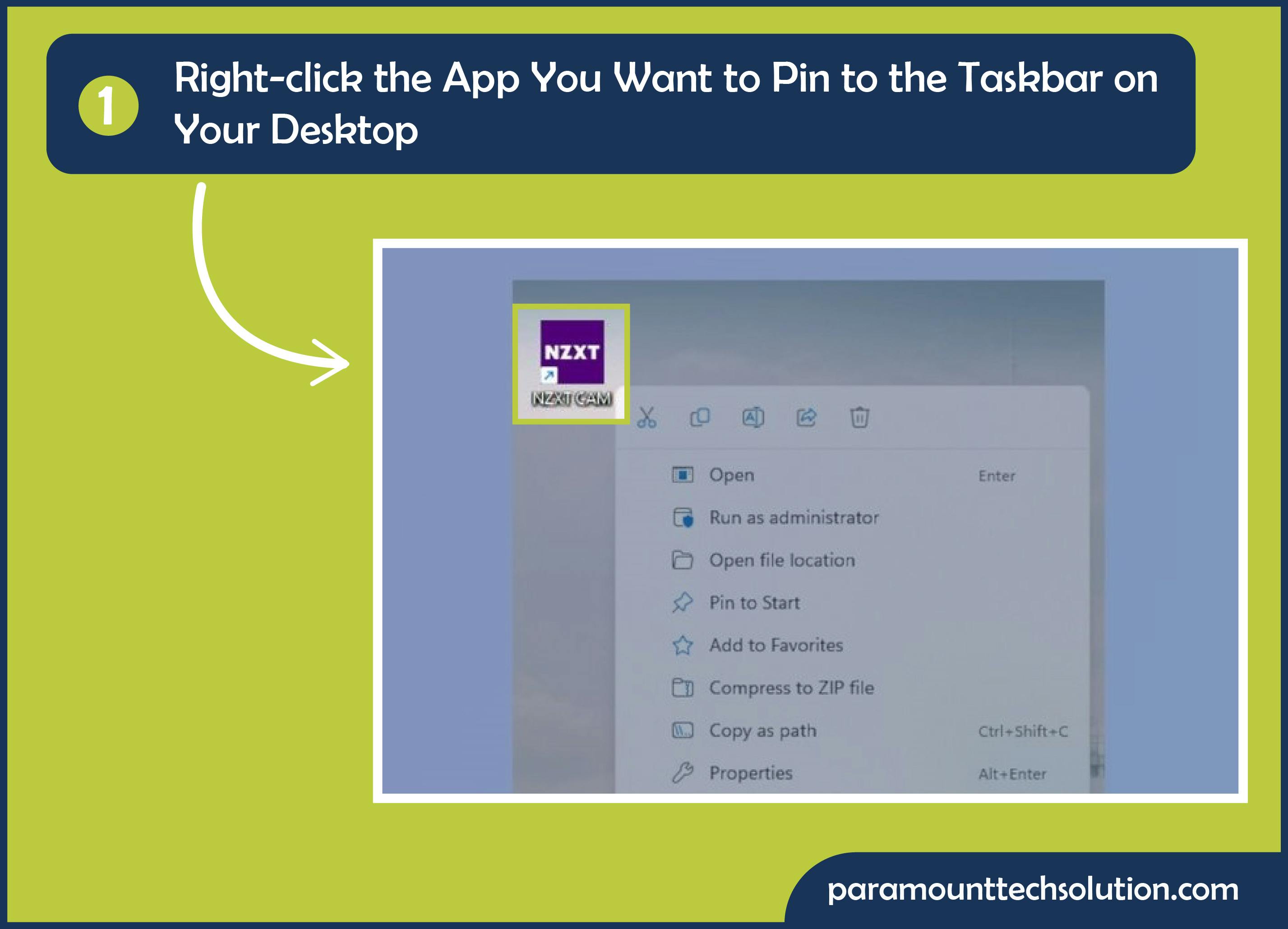 click the app you want to pin
