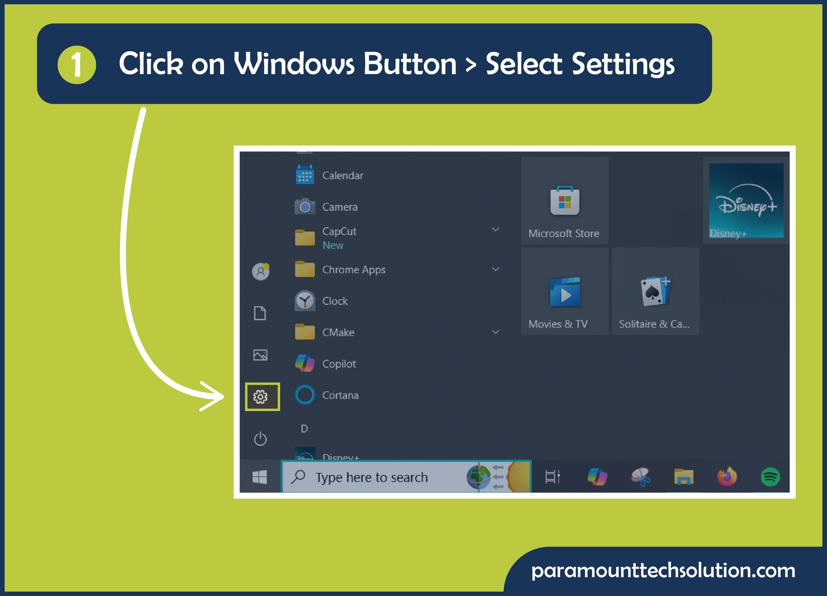 Click on Windows button
