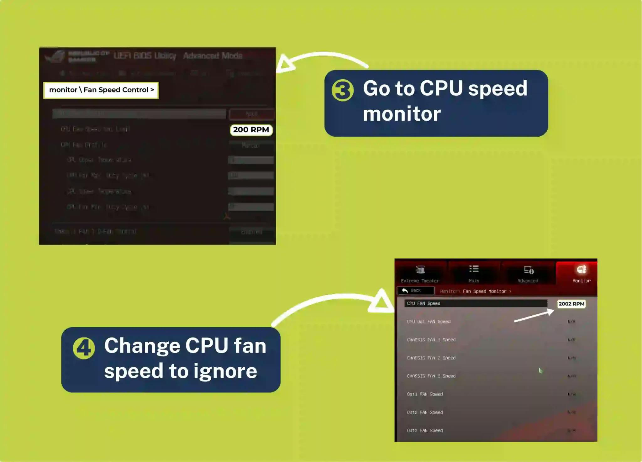 Change CPU fan speed to ignore