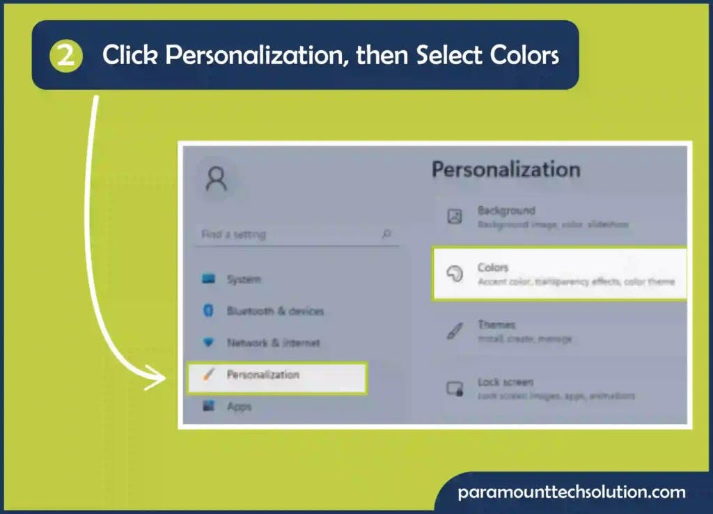 Personalization then select Colors