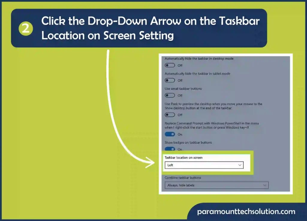 Click the drop-down arrow on the Taskbar