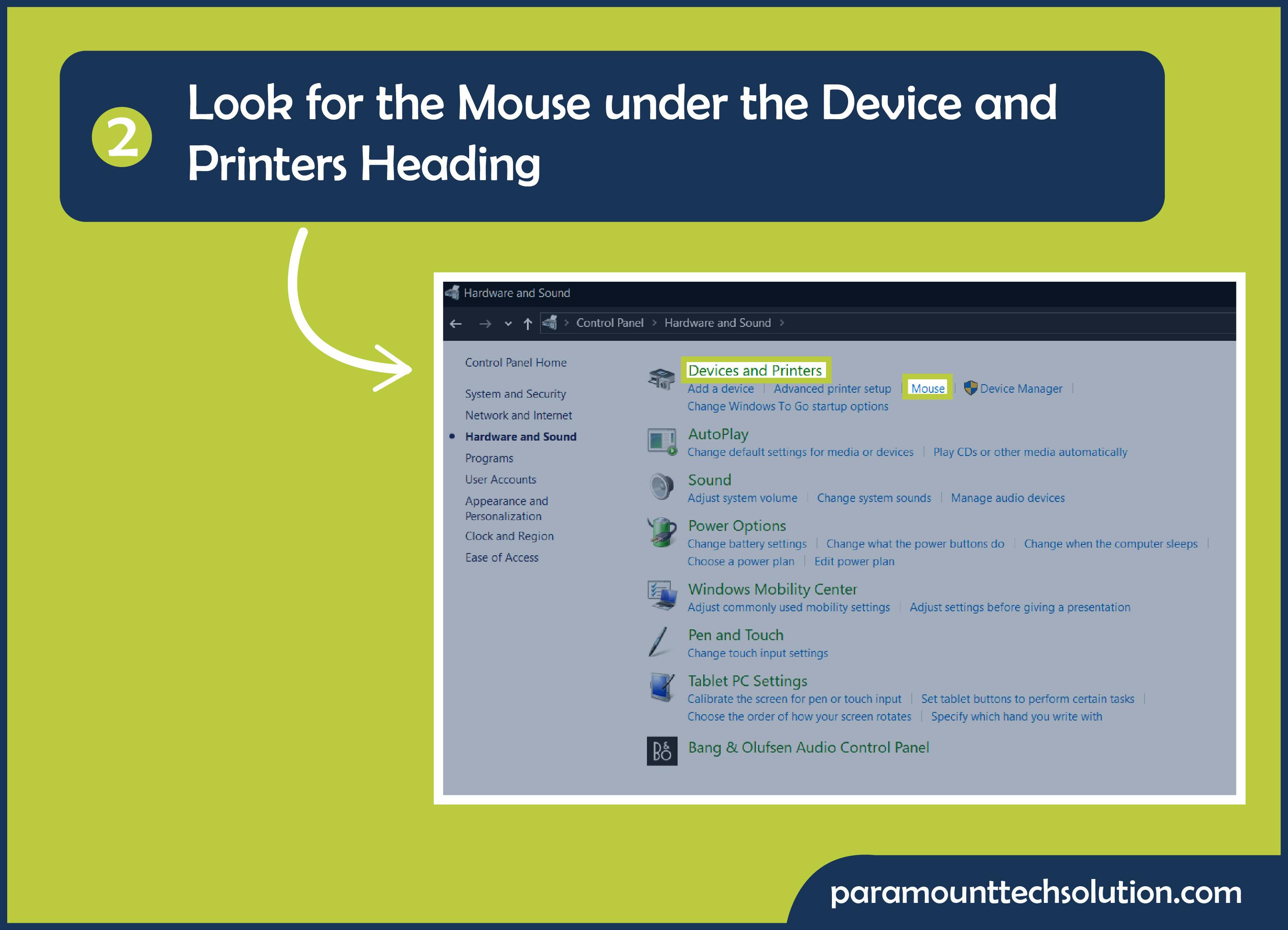 Mouse under the Device and Printers heading