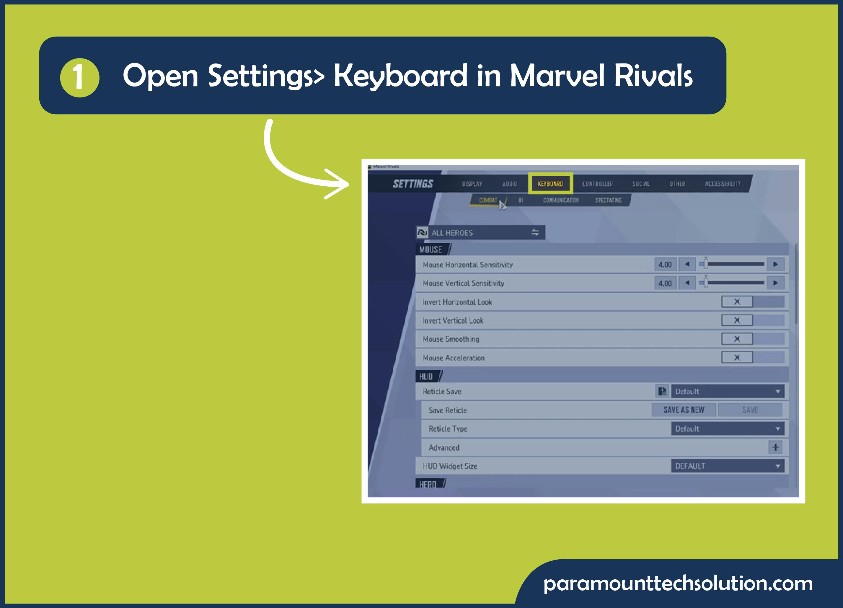 In Marvel Rivals, Open to Settings
