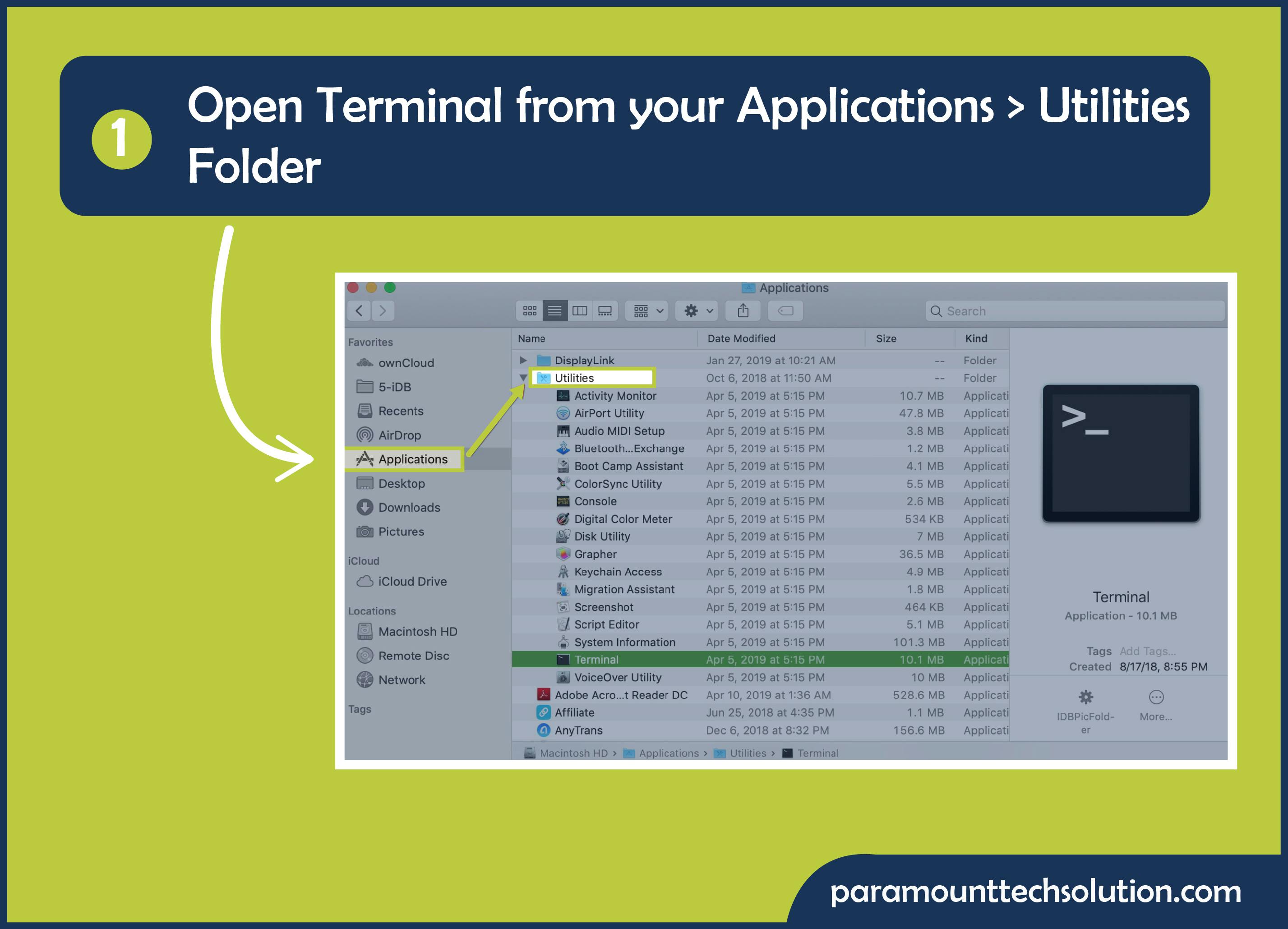 Open Terminal from your Applications