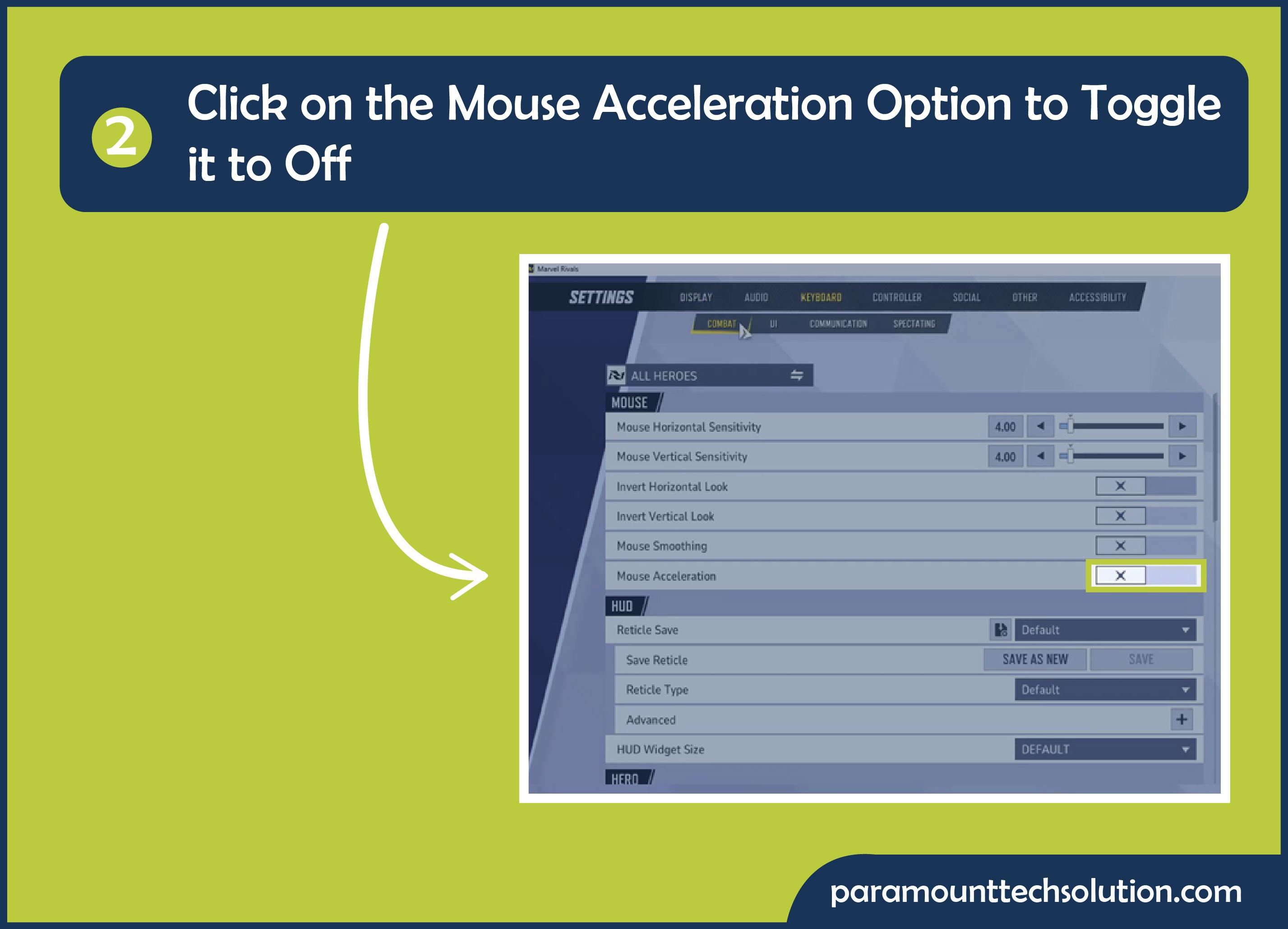 Click on acceleration option and toggle
